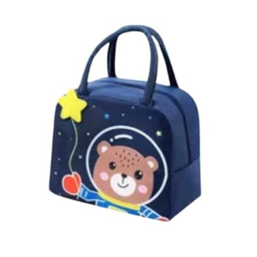 Imagem de Bolsa Térmica Infantil Lancheira Marmita Escola Passeio Criança Menino Menina Design 3D Estampa Animais Bichos Fofinhos (Azul)
