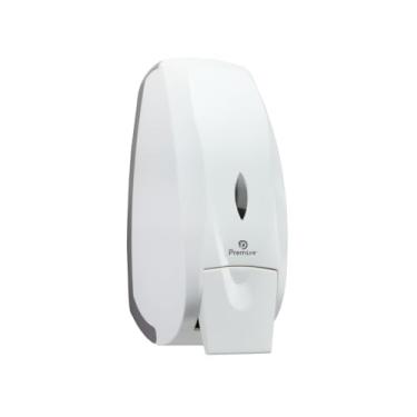 Imagem de Dispenser Saboneteira 800ml Plástico ABS Alta Resistência Sabonete Líquido Álcool Gel Detergente Botão Push Visor Transparente Banheiro Cozinha Clínica Academia (1, Branco)