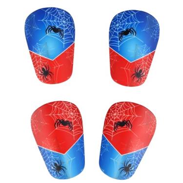 Imagem de SAVITA 2 Pares de Mini Caneleiras de Futebol, Protetoras Extra Pequenas Desenho Animado Aranha Vermelha e Azul Caneleiras Futebol com Teia Aranha para Adolescentes