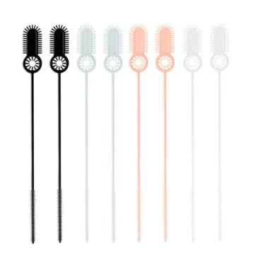 Imagem de HOIRIX Escovas de limpeza de tampa de copo de silicone, escova macia para limpar canudos de vidro, ferramenta de limpeza de cozinha reutilizável (multicolorida, 8 peças)