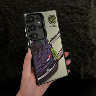 Imagem de MVVKKY para Samsung A56 Moda Esportes Carro Telefone Capa Pc Prata Revestimento Rígido Capa (para Samsung A56/Preto ZiChe)