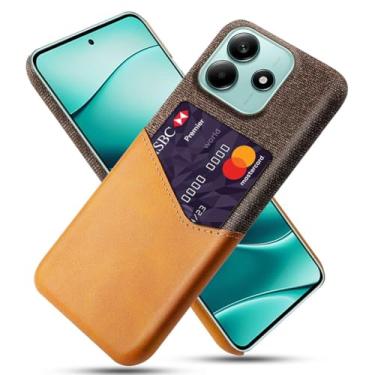 Imagem de Capa para Xiaomi Redmi Note 14 5G,Tela e tampa de couro PU,Antideslizante,360°cobertura completa à prova de choque com 1 slot de cartão atrás,Prevenção de queda-Brown