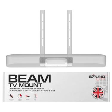 Imagem de Sound Bass Suporte de TV Beam, compatível com a barra de som Sonos Beam da geração 1 e 2, suporte de montagem para TV, branco, kit completo de hardware incluído