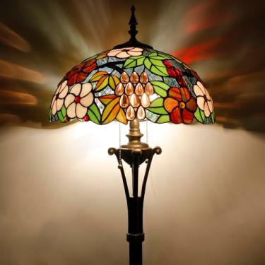 Imagem de AVIVADIRECT Tiffany Abajur De Chão Estilo Uva Roxa Vitral Luz De Leitura De Pé 16X16X70 Polegadas Luminária De Poste Antiga Decoração Quarto Sala De Estar