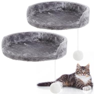 Imagem de Dansydaisy 2 peças de acessórios de torre de árvore de gato semi bordas de 33,39 cm com bola de corda elástica, almofadas de poleiro superior, plataforma, torre, complementos para prateleiras de