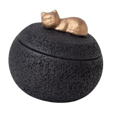 Imagem de Gralara Recipiente para urna funerária 350ml com tampa compacta, resistente e resistente à umidade, para lembranças, urna de cremação, caixa de cinzas, Preto