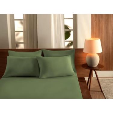 Imagem de Jogo Cama King Malha Lisa com Elastico Vivaldi - Fio 30 Penteado - 100% Algodao (Clorofila)