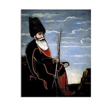 Imagem de Zeichn8u Niko Pirosmani Canvas Art Hunter with a gun and trap Print on Canvas Famous Paintings Reproduções abstratas primitivismo arte de parede para sala de estar 65 x 50 cm (66.0x48.3 cm) sem