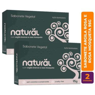 Imagem de Kit c/ 2 Sabonete Vegano Argila Branca e Rosa Mosqueta 80g - Orgânico 