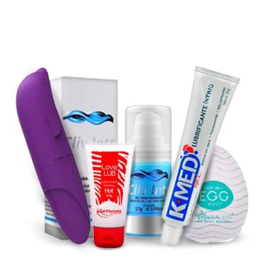 Imagem de kit 5 Itens Sexshop 1 Lubrificante Intimo, 1 Egg Wavy, 1 Love Lub, 1 Vibrador Golfinho, 1 Clivv Dessensibilizante