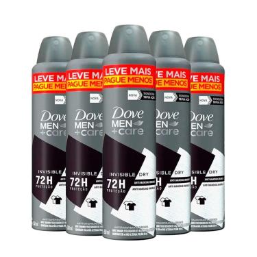 Imagem de Kit Desodorante Aerosol Dove Men Invisible Dry 250ml - 5 unidades
