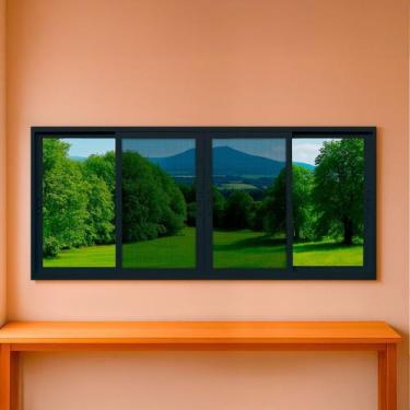 Imagem de Janela Correr com Tela Mosquiteira 1,50x1,20m Vidro Temperado 6mm Fábr