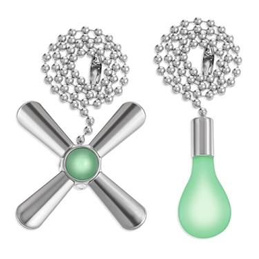 Imagem de Bruislard 2 peças de extensores de corrente de ventilador de teto que brilham no escuro correntes de puxar para ventilador de teto fluorescente ornamentos iluminação decorativa e extensão de pingente