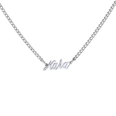 Imagem de WIGERLON Colar com nome personalizado pingente banhado a ouro branco 18 k para mulheres e meninas Prata