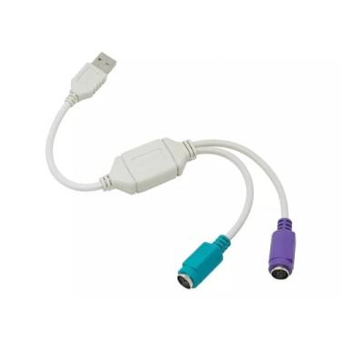 Imagem de Cabo Adaptador Conversor Usb Para 2 Portas Ps2 Teclado E Mouse