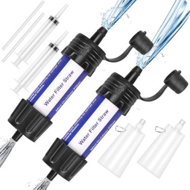 Imagem de Filtro de Agua Portatil, Mini Sistema de Filtragem de Água, Camping Equipamentos, Azul Negro, 2pcs