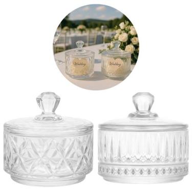 Imagem de 2 Potiches Bomboniere De Cristal Lembrancinha C/ tampa 8cm - Lyor