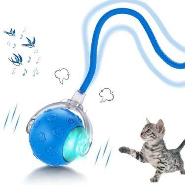 Imagem de Huimpet Brinquedos Interativos Para Gatos De Interior, Nova Bola Móvel 2025 Com Som Chilrear, Rolante Rápida E Recarregável, Automáticos Divertidos Gatinhos Adultos Entediados, Exercício, Azul
