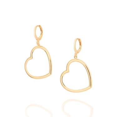 Imagem de Brinco argola com coração folheado a ouro Cód. 526697 - Rommanel