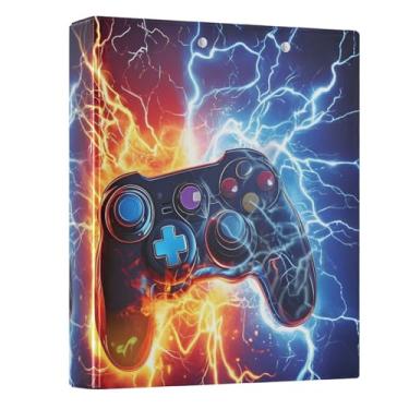 Imagem de Fichário de 3 anéis, controle de jogo, Fire Electric Spark, fichários de 3,8 cm, fichários de três anéis com prancheta, serve para papel de 21 x 28 cm, 3 bolsos internos de PVC transparentes para