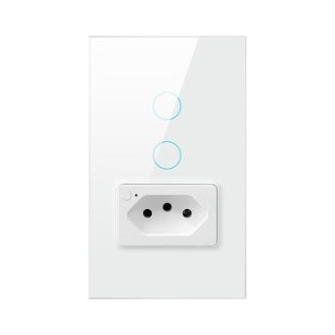 Imagem de Interruptor Inteligente Wi-Fi com 2 Tecla + 1 Tomada
