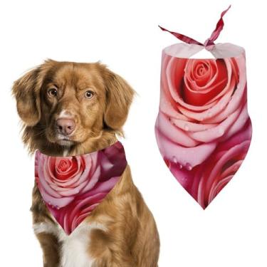 Imagem de Cachecol elegante com estampa de flor rosa para animais de estimação - Tamanho único (70 x 30 cm)