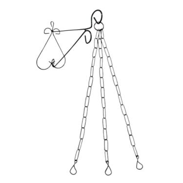 Imagem de 3 Suporte Pendente de Parede P/Vaso Planta Art Gancho Mão Francesa 20cm Preto +Corrente 44cm Preta