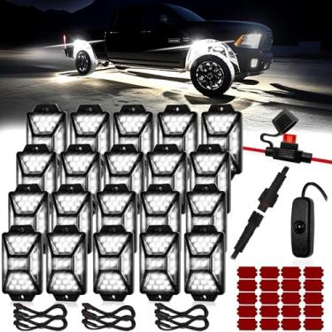 Imagem de Kit de luzes LED brancas puras de 20 unidades com chicote de fiação de interruptor, 6500K 540 LEDs luzes brilhantes para caminhões, luz de brilho à prova d'água para carro, Jeep off-road, quadriciclo