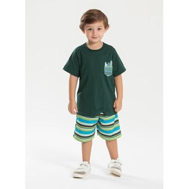 Imagem de Conjunto Verão Menino Verde Camiseta e Bermuda Com Cadarço Surf - Mole