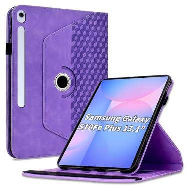 Imagem de Varohix Capa para Samsung Galaxy Tab S10 FE Plus 13,1 polegadas 2025 (SM-X620/X626), capa protetora de couro PU com rotação de 360 graus com hibernar/despertar automático, suporte para cartão e alça