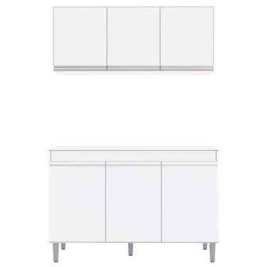 Imagem de Armário Aéreo Andréia E Balcão Gabinete Sem Tampo Manu 120cm Branco - Ajl Móveis