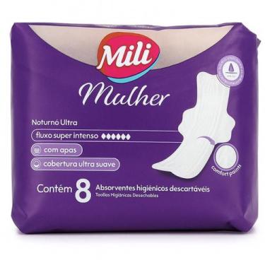 Imagem de Absorvente Mili Mulher Noturno Ultra c/ Abas - 8 Un Fluxo super Intens