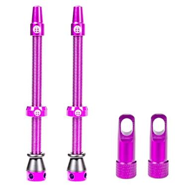 Imagem de OFFBONDAGE Hastes de válvula sem câmara de ar 45/65/85 mm, kit de haste de válvula Presta de liga super leve com ferramenta de remoção de núcleo de válvula, serve na maioria dos aros MTB de estrada