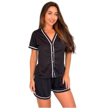 Imagem de Babydoll Pijama Americano Feminino Meia Manga com Botões - By TJ VIP, 