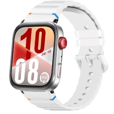 Imagem de Lamshaw Pulseira de substituição compatível com Huawei Watch Fit 4 Pro, nova linha de tecido de silicone ajustável, compatível com Huawei Watch Fit 4 Pro, Fit 4, Fit 3 (branca)