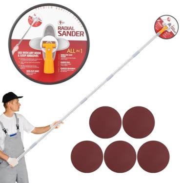 Imagem de Lixadeira de poste de drywall, lixadeira radial, lixadeira profissional de drywall de 203 cm com haste de extensão, cabeça giratória de 360° para acabamento suave em paredes e teto, discos de lixa de