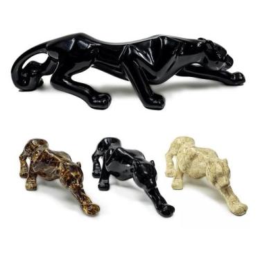 Imagem de Estatueta Pantera Negra Onça Jaguar em Cerâmica Decoração - Decor Port
