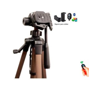 Imagem de Kit Tripé Profissional Câmera 1,60M com Suporte Celular+Bluetooth  - T