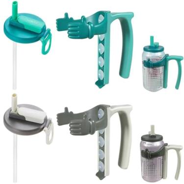 Imagem de DIPESI Tampas e suportes de latas de refrigerante para latas de 350 ml – 2 tampas de lata com canudo + 2 suportes de latas com alça – para refrigerante, cerveja, pop – fácil de segurar, sem vazamentos