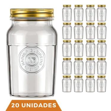 Imagem de 20 Potes Vidro Americano Rosca Alimentos 1,5L Vintage Nadir - NADIR FI