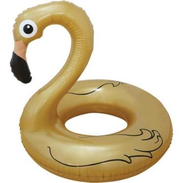 Imagem de Boia Inflável Especial Gigante Redonda Flamingo Dourado BelFix - Bel F