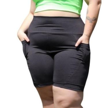 Imagem de Bermuda Plus Size Fitness Com Bolsos Laterais Feminina - Remanescentes