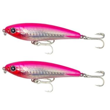 Imagem de esmen 2 peças Isca de lápis de naufrágio Isca de pesca artificial 12 g 8 cm Wobbler Cast Minnow Silicone Tackle, rosa