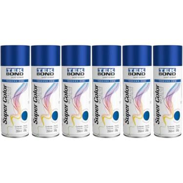 Imagem de Kit 6 Tintas Spray Azul Metálico Aerossol Tekbond 350ml/250g