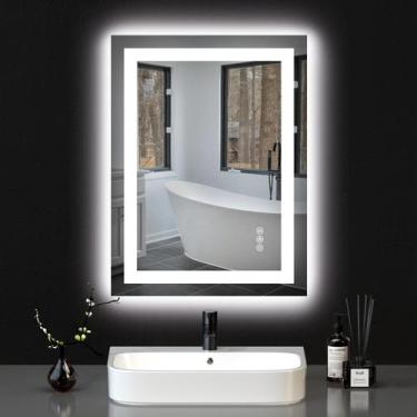 Imagem de Espelho de banheiro LED Hivone 32x24cm com luzes antiembaçantes regulá