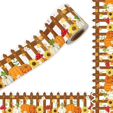 Imagem de Bordas de quadro de avisos 1,5 m, borda padrão abóbora para sala de aula, escola, escritório, quadro de avisos, decoração de porta de janela de parede