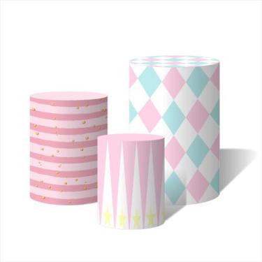 Imagem de Trio de Capas Cilíndricas Versátil Circo Candy Color  c/ Elástico - Fa