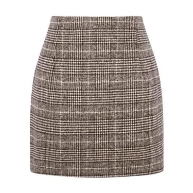 Imagem de Mini saia IDEALSANXUN de lã xadrez de outono e inverno para mulheres
