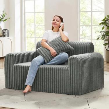 Imagem de Sofá Hobestluk de 2 lugares Loveseat Foam com capa removível cinza