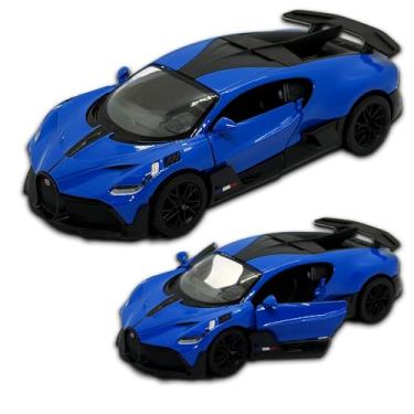 Imagem de Miniatura de carro Bugatti Divo, Carrinho de ferro, abertura de portas, com fricção, 12,4 CM, Em metal, 1/36, Pneus em borracha, Kinsmart (Azul)